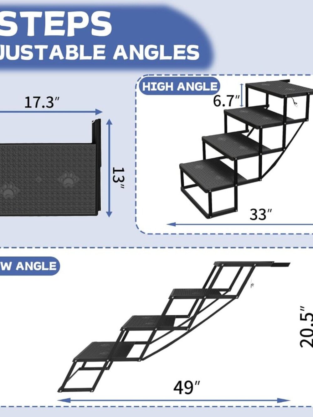 Dog Steps for Car, Truck, SUV, Dog Stairs for Car with Upgraded Non-Slip Surface - Picture 3 of 10